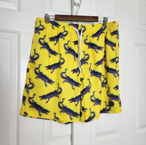 Brooklyn Cloth Other - BKLYN Yellow Alegator Print Men's Swim Trunks Size XL
